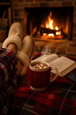 Cozy Winter Reading Nook With Hot Cocoa