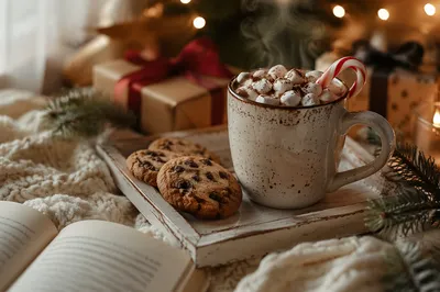 Cozy Winter Reading Nook With Hot Cocoa