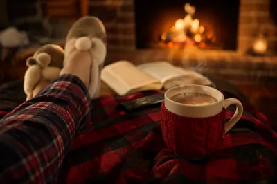 Cozy Reading Nook With Hot Cocoa