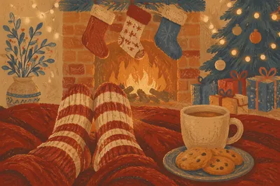Cozy Socks by Warm Fireplace