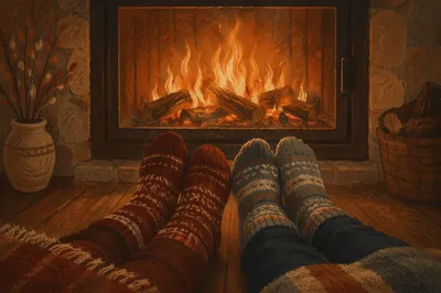 Cozy Socks by Warm Fireplace