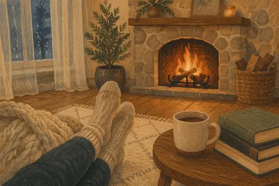 Cozy Knit Socks by Fireplace Glow