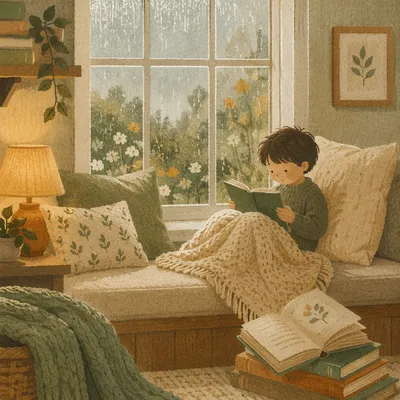 Cozy Window Seat Reading Nook Glow