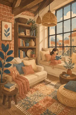 Cozy Window Reading Nook with Pastel Cushions