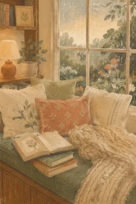 Cozy Window Seat Reading Nook Scene