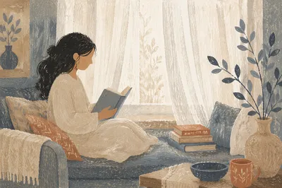 Cozy Window Reading Nook with Soft Daylight