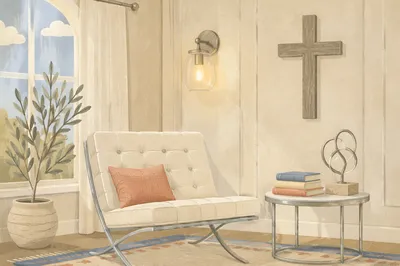 Serene Living Room Cross Wall Decor