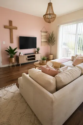 Wooden Cross in Bohemian Living Room