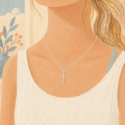 Silver Cross Necklace in Everyday Light
