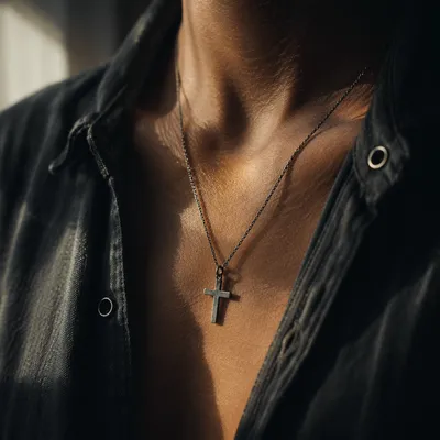 Silver Cross Necklace in Quiet Reflection