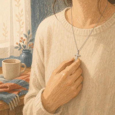 Quiet Morning Cross Necklace Close-Up