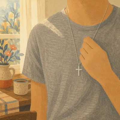 Silver Cross Necklace in Quiet Morning Light