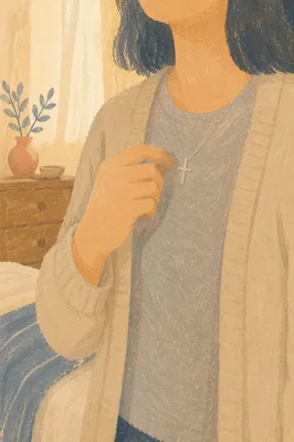 Simple Cross Necklace in Cozy Morning Light