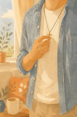 Cross Necklace in Warm Morning Light