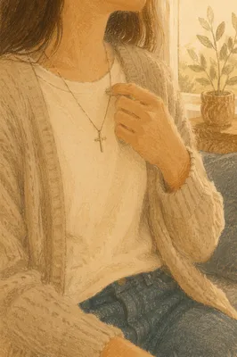 Cross Necklace in Warm Window Light