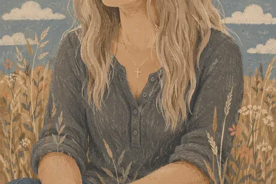 Gold Cross Necklace in Meadow Light