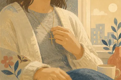 Cross Necklace in Morning Window Light