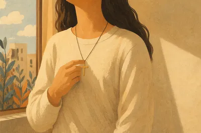 Simple Cross Necklace in Morning Light