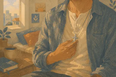 Silver Cross Necklace in Quiet Morning Light