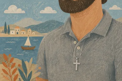 Silver Cross Necklace in Casual Lifestyle Portrait