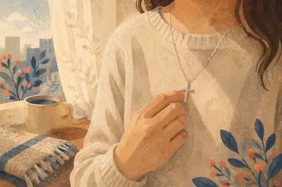 Quiet Morning Cross Necklace Close-Up