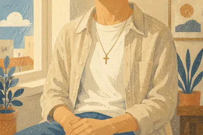 Simple Cross Necklace in Morning Light