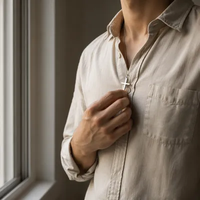 Cross Necklace in Quiet Morning Reflection