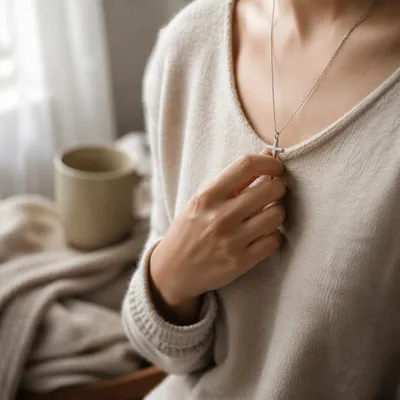 Quiet Morning Cross Necklace Moment