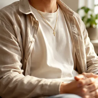 Simple Cross Necklace in Morning Light