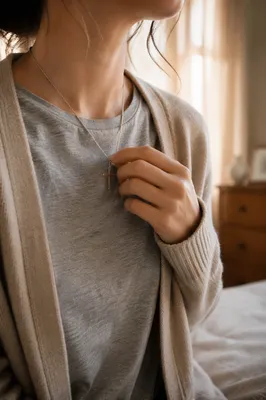 Simple Cross Necklace in Morning Light
