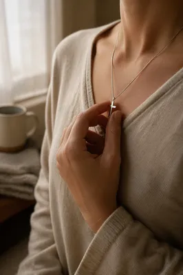 Quiet Morning Cross Necklace Close Up