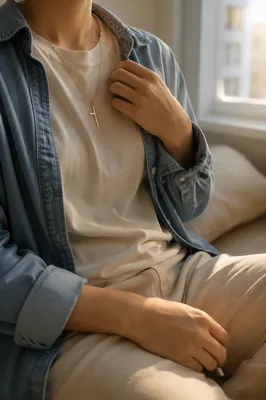 Simple Cross Necklace in Morning Light