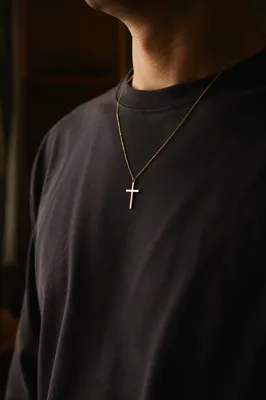 Gold Cross Necklace in Warm Quiet Light