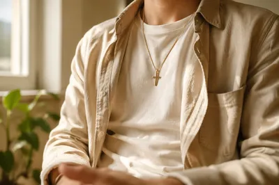 Simple Cross Necklace in Morning Light
