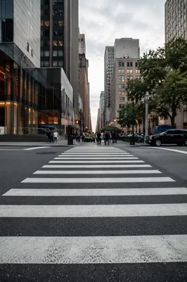 Downtown Crosswalk at Busy City Intersection