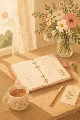 Calm Morning Planner Desk with Tea