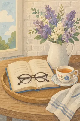 Open Book and Tea on Tray