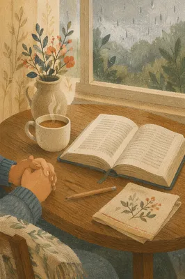 Open Book and Tea by Window