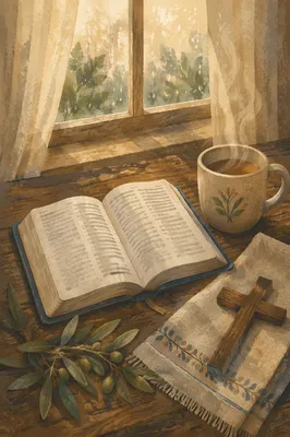 Open Book and Tea by Window