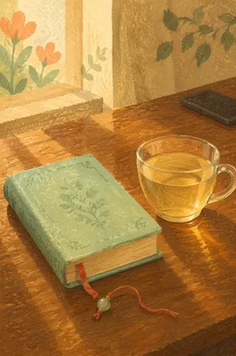 Mint Green Book and Tea Cup
