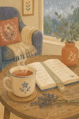 Open Book and Tea by Window