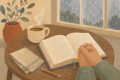 Open Book and Tea by Window