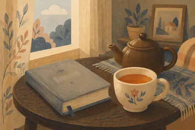 Devotional Book and Tea on Table