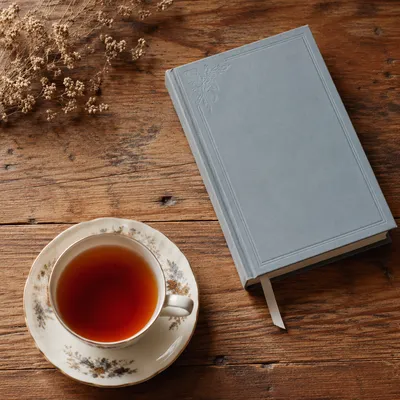 Devotional Book and Tea Flat Lay