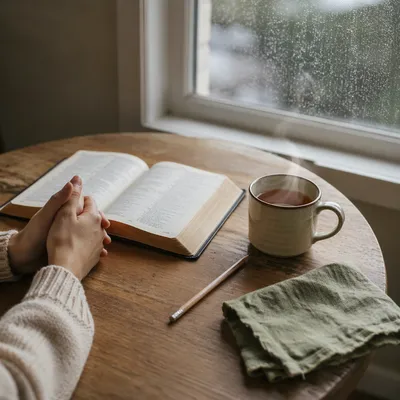 Open Book and Tea by Window