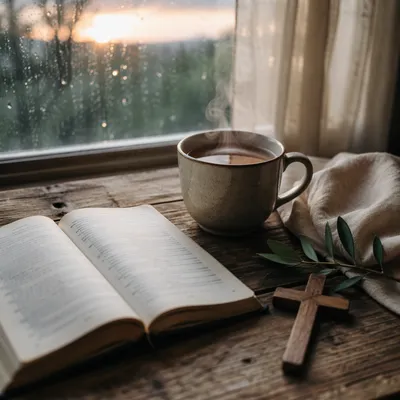 Open Book and Tea by Window