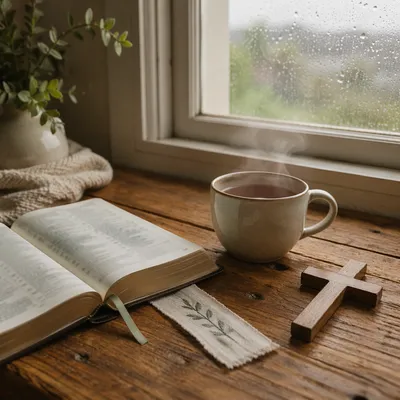 Open Book and Tea by Window