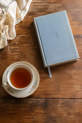 Devotional Book and Tea Flat Lay