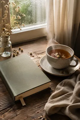 Devotional Book and Tea by Window