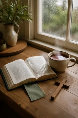 Open Book and Tea by Window
